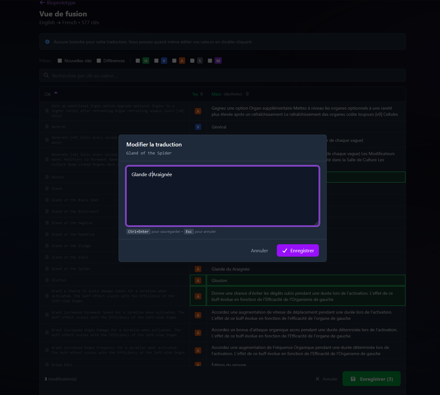 Editor web UnityGameTranslator con validazione